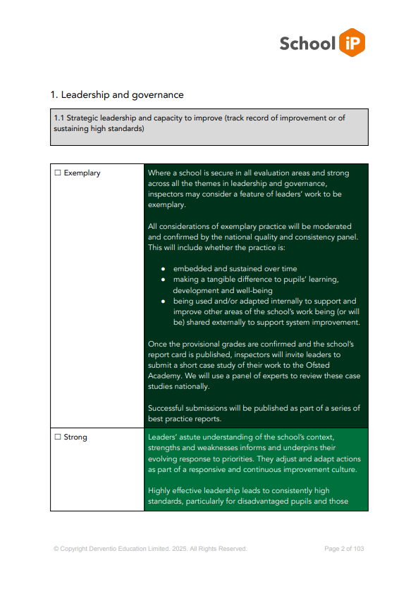 First page of Audit - Ofsted Readiness Tool - Colleges